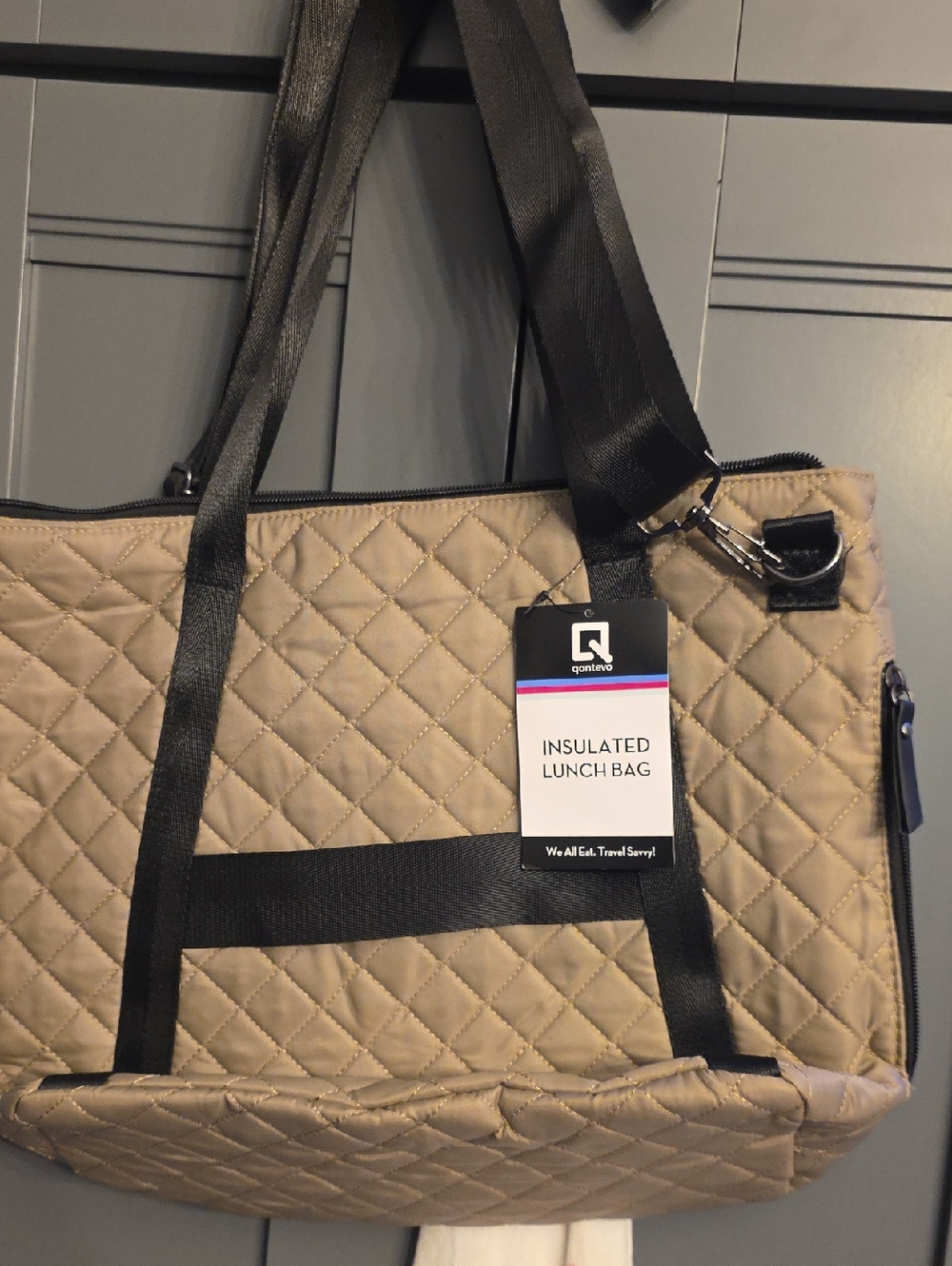 Insulated Lunch Bag Tote in Beige